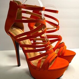 Liliana Orange Platform heels